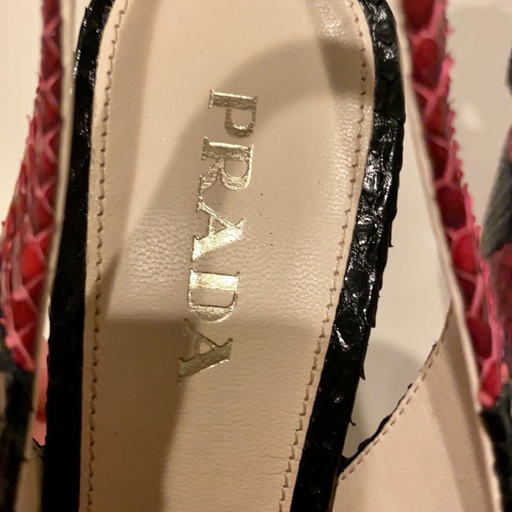 Prada Red and Black Python Skin Heels. - Picture 10 of 10